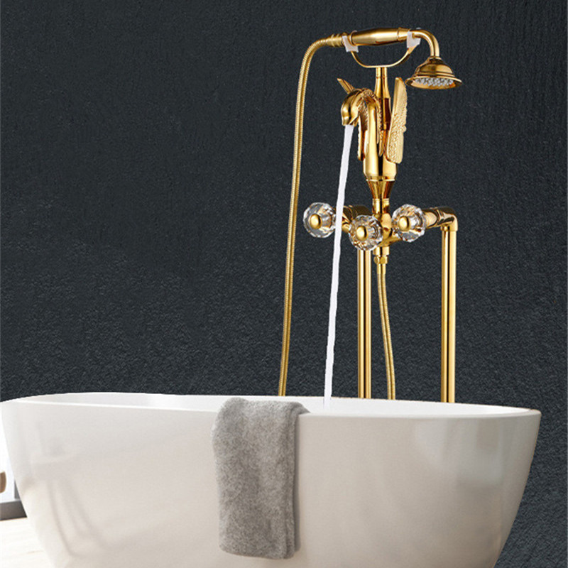 Tuqiu Gold Bathtub Faucet Set  - Controller Stand Holder ulasan dan harga