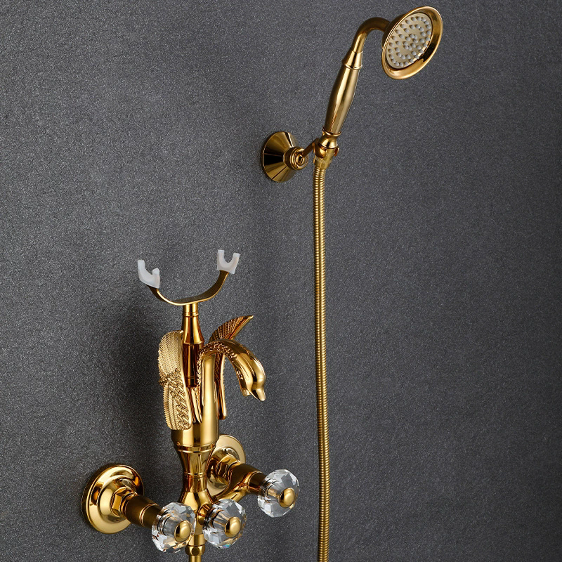 Tuqiu Gold Bathtub Faucet Set  - Controller Stand Holder ulasan dan harga
