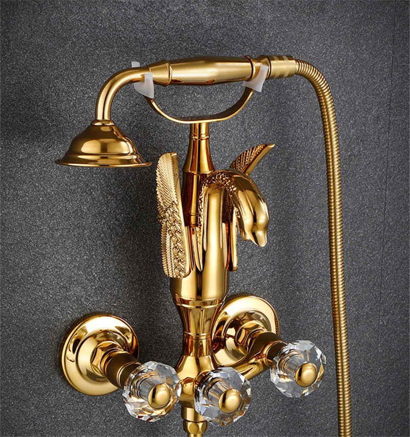 Tuqiu Gold Bathtub Faucet Set  - Controller Stand Holder ulasan dan harga